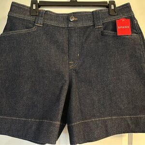 SPANX Blue Jean Shorts with Cuffed Hem